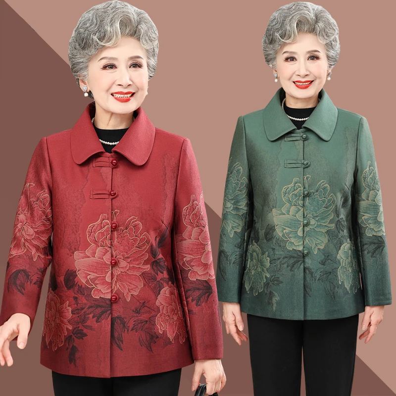 妈妈装春装2025新款爆款老年女装衬衫外套春秋高贵洋气母亲衣服