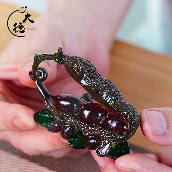 特价仿真水果变色茶宠花生潮风爆款茶道配件柿柿如意玩茶茶C529
