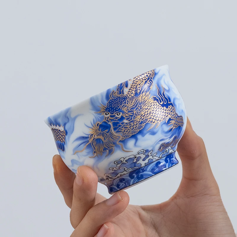 高端茶具龙腾盛世主人杯陶瓷禅定杯大号家用茶杯个人品茗杯E281