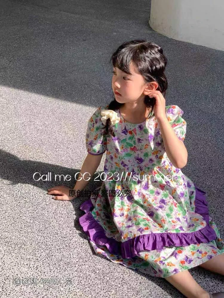格格家碎花连衣裙夏装新款洋气时髦女孩炸街薄款公主裙夏款62051