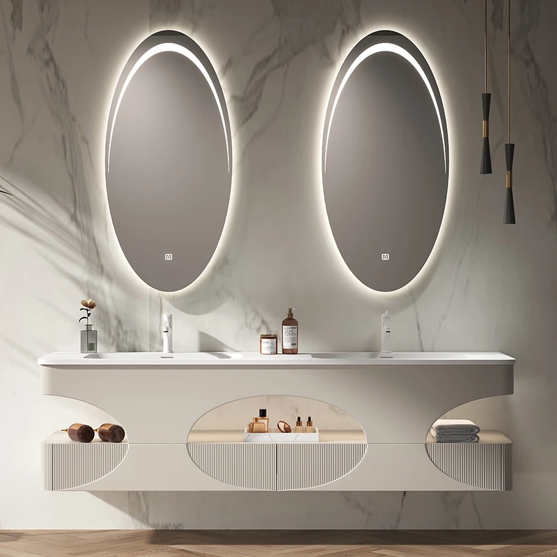 【定制款双盆一体浴室柜】可丽耐一体盆，纯实木烤漆柜专属定制TK013