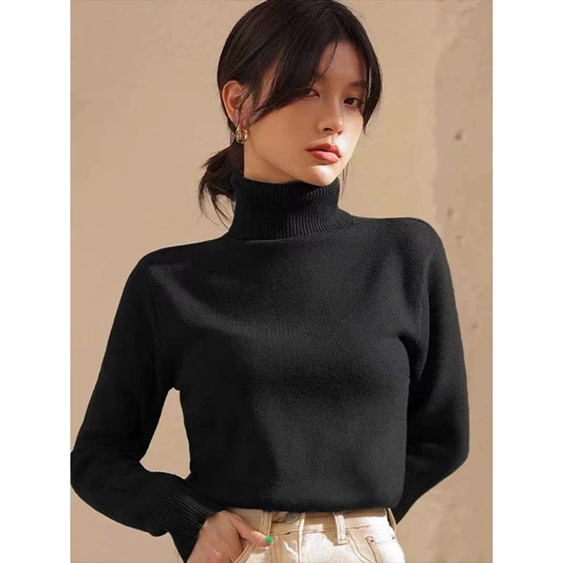 高领毛衣女修身2024年新款秋季内搭套头打底衫长袖高领厚毛衣