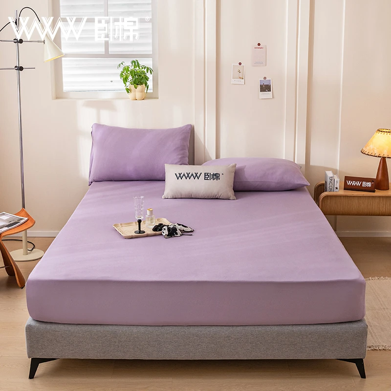 WWW全棉针织棉亲肤柔软纯色防滑床单透气床笠D0011
