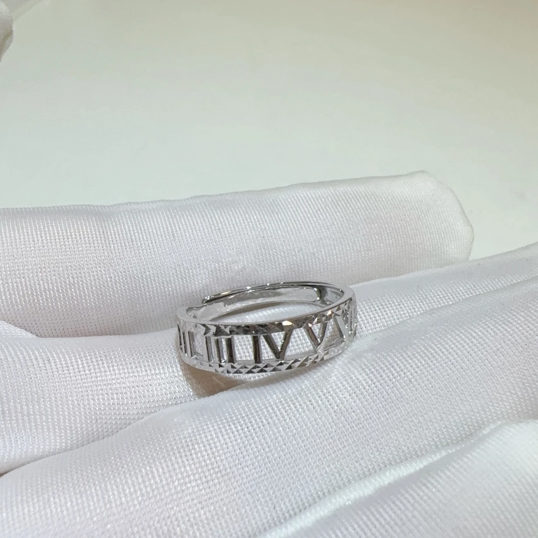 铂金PT950素金款罗马数字戒指男女款简约时尚百搭抖音质检发货