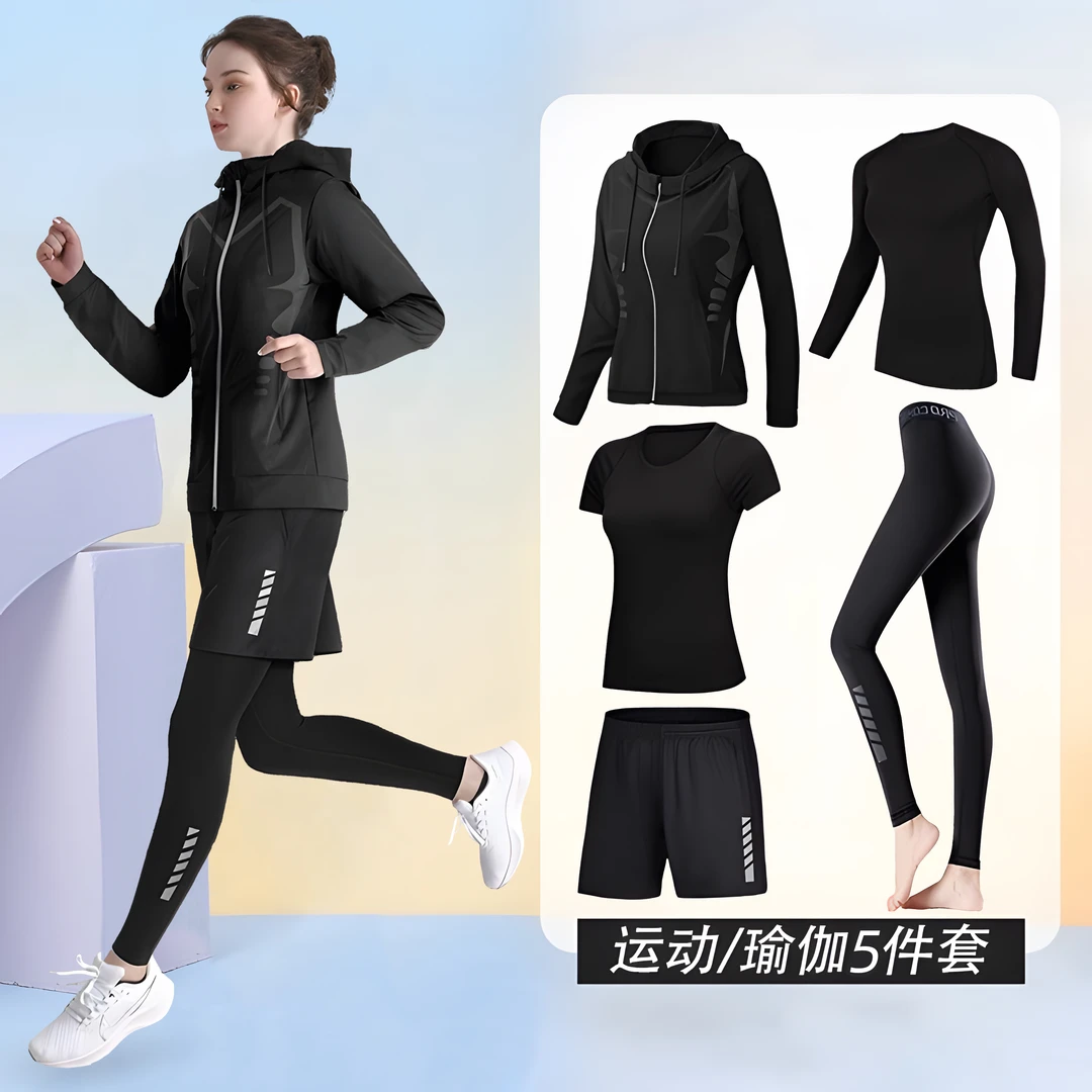 女士春秋跑步运动速干晨跑训练瑜伽户外休闲运动服饰