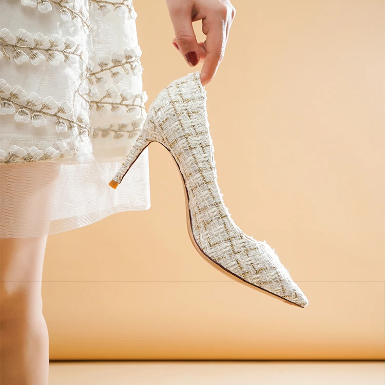 小香风高能感女2025秋季新款细跟百搭千鸟格复古法式名媛气质单鞋