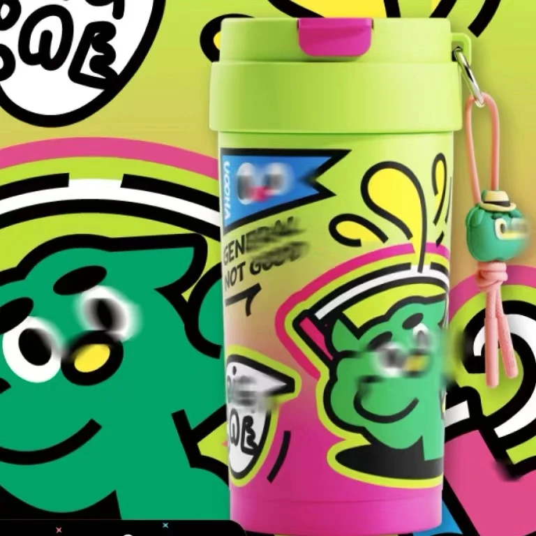 多巴胺双饮咖啡杯陶瓷内胆保温杯儿童便携吸管杯保冷水杯科学实验