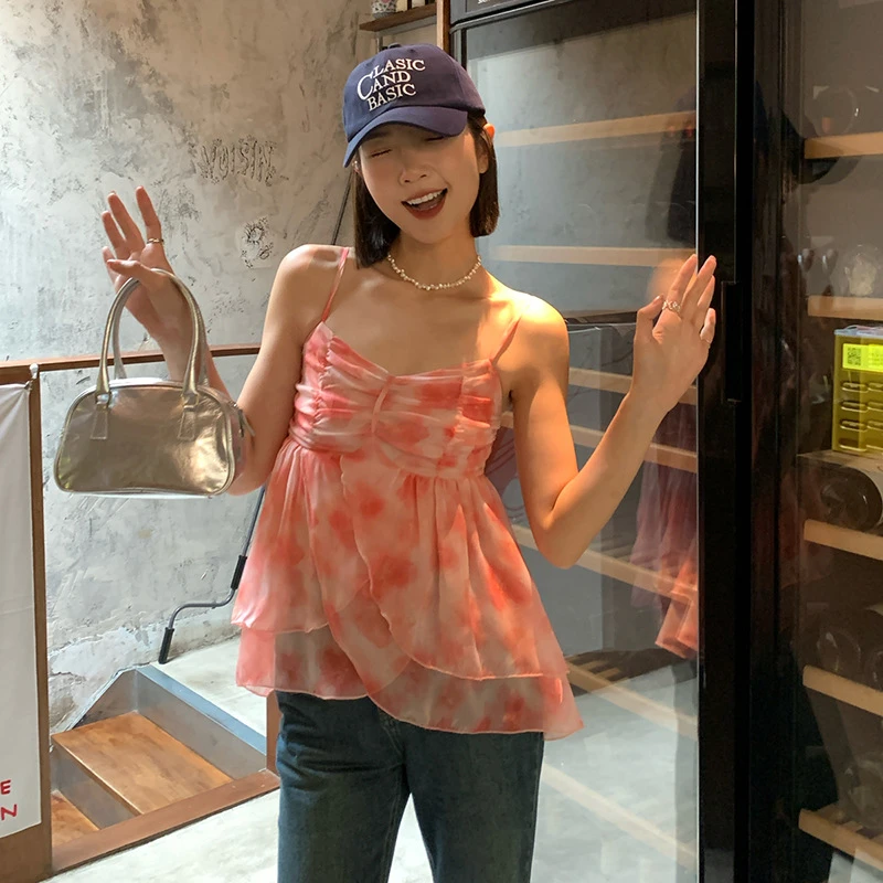 夏天2024夏日巴多胺甜辣风美背吊带背心女设计感S1127