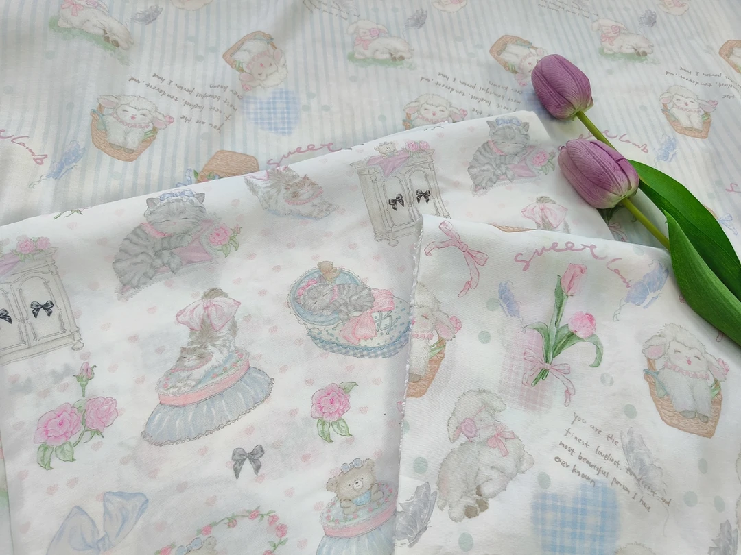 24年新款高密锦棉郁金香小羊女孩系列lo裙洛丽塔风格衬衫夏天布料