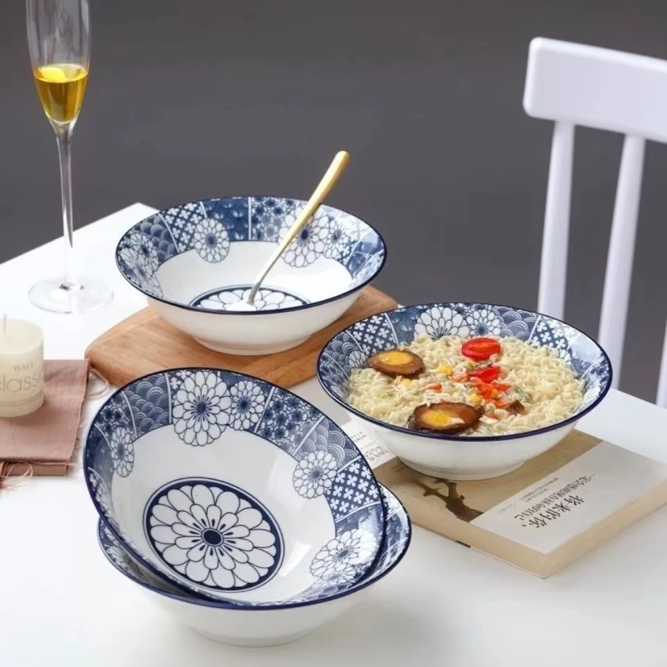 七英寸青花王6个装面碗汤碗大碗米饭碗釉下彩日式