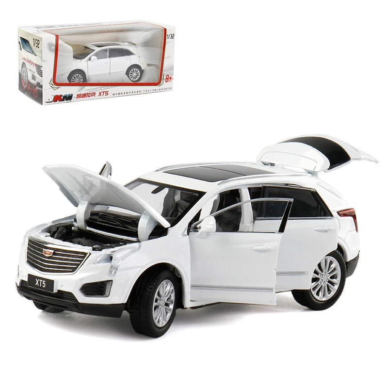 (盒装)jkm 1:32凯迪拉克XT5合金车模六开声光模型玩具车