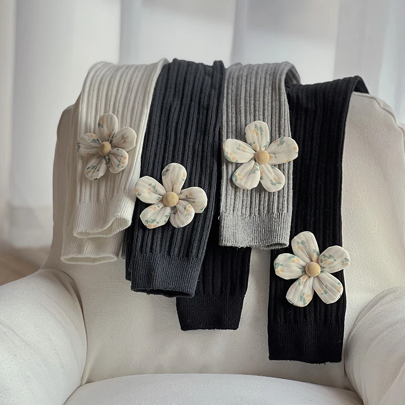 婴幼儿宝宝棉春秋大PP九分打底裤袜韩版女童中小童外穿白色打底裤