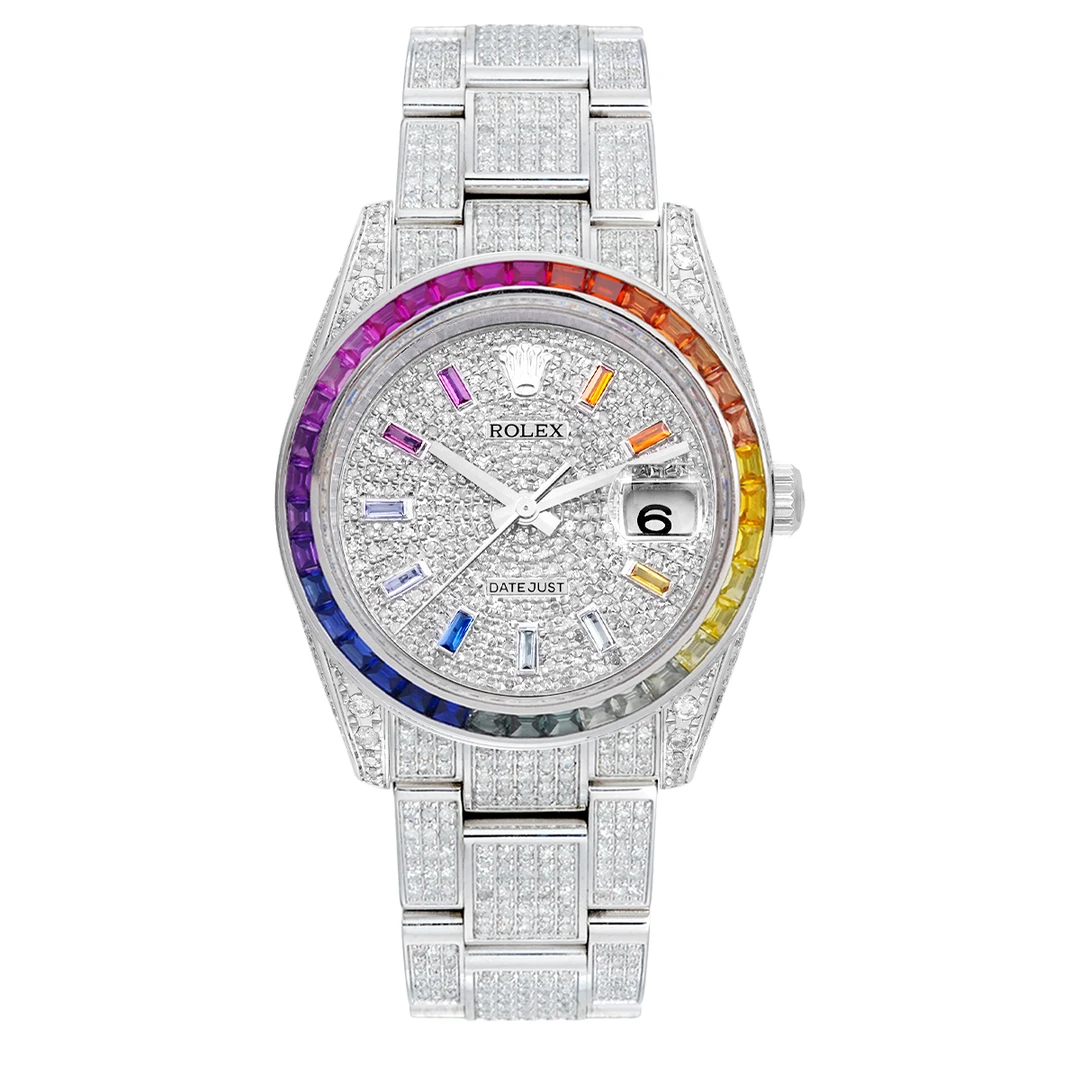 99新 Rolex/劳力士 蚝式恒动系列115200彩虹圈后钻腕表/WHT025402