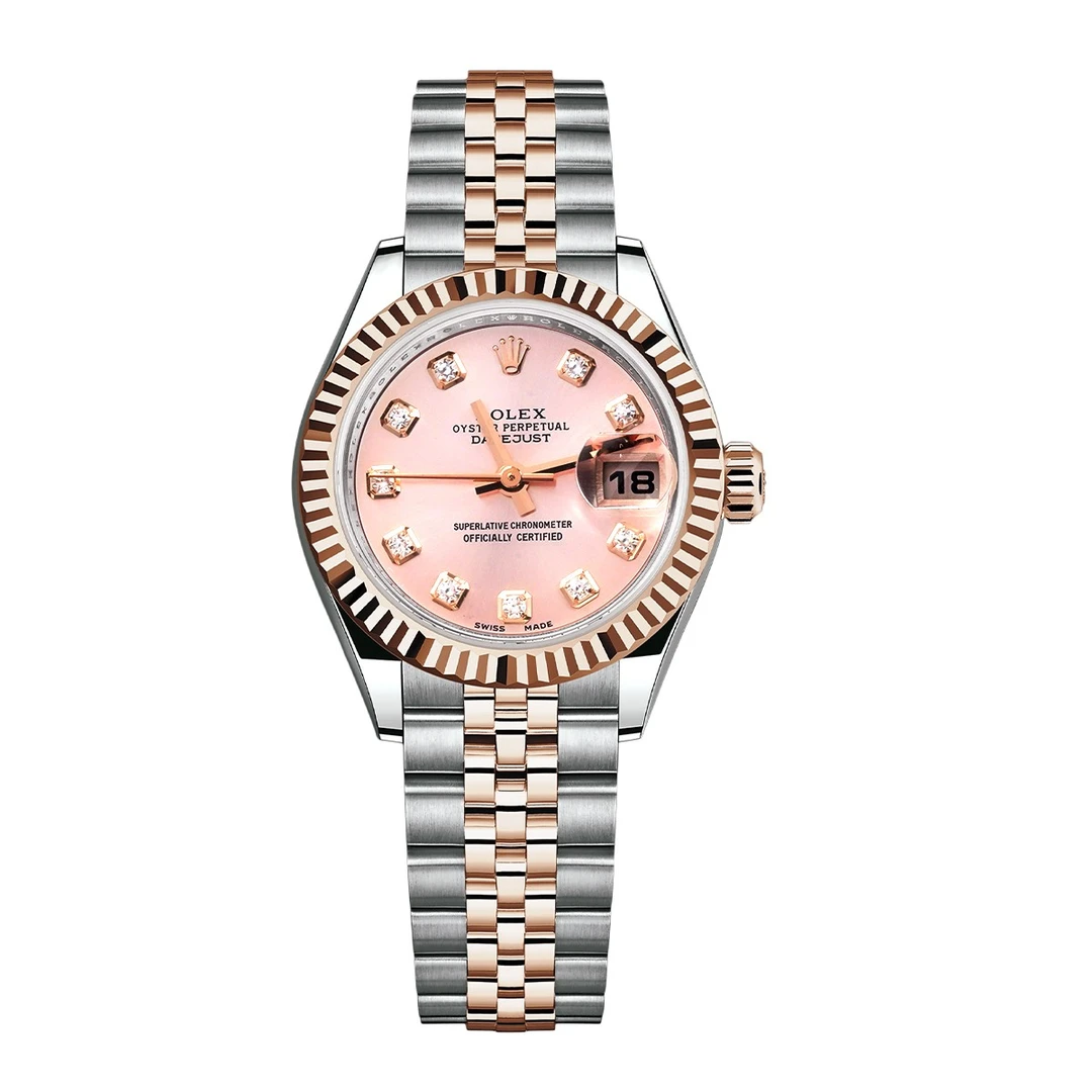 99新 Rolex/劳力士 女装日志型系列179171粉盘镶钻腕表/WHP031909