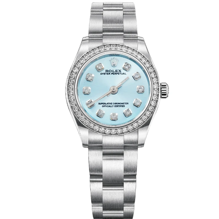 99新 Rolex/劳力士 67180浅蓝盘精钢后钻腕表/WHP023261
