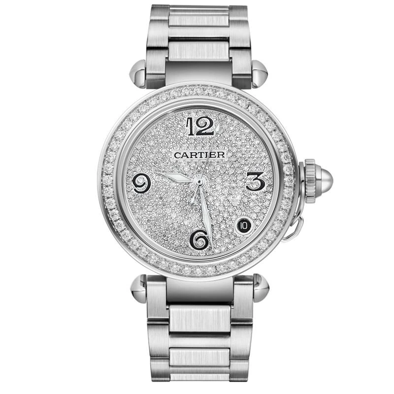 99新 Cartier/卡地亚 帕莎系列W31043M7腕表/后镶钻/WHT014814