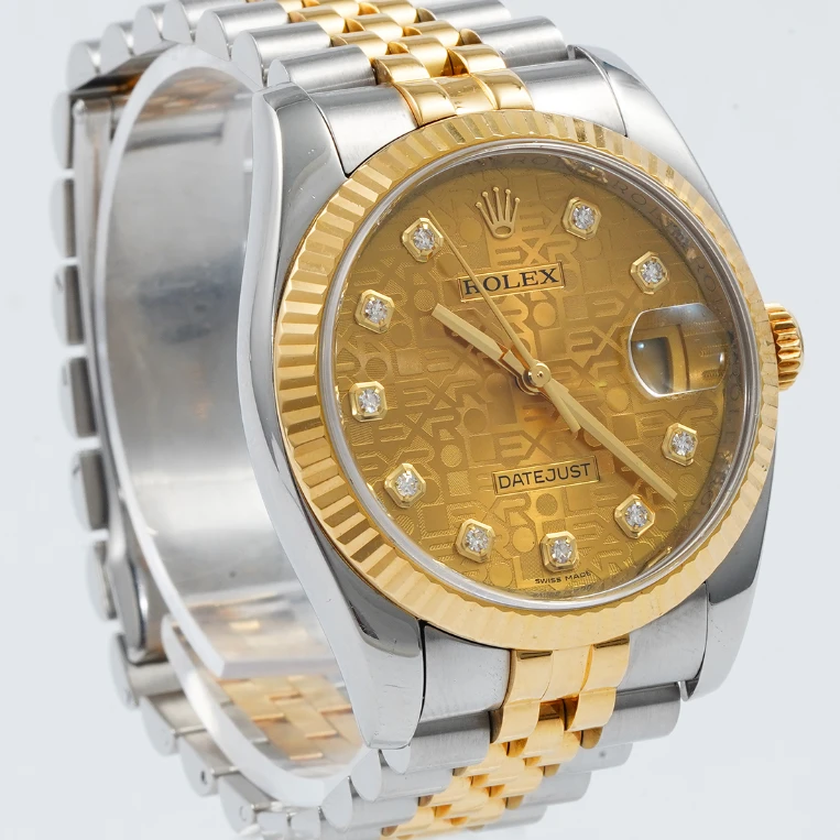 99新 Rolex/劳力士 日志型系列116233香槟花盘镶钻腕表/WHT019362