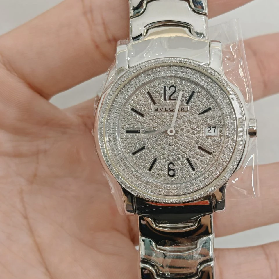 99新 BVLGARI/宝格丽 35mm镶满钻腕表/WHT023334