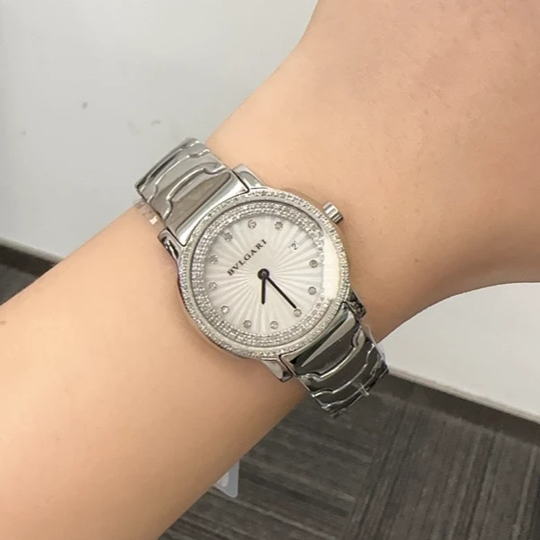 99新 BVLGARI/宝格丽 SOLO TEMPO系列白贝母盘/后钻/WHT024350
