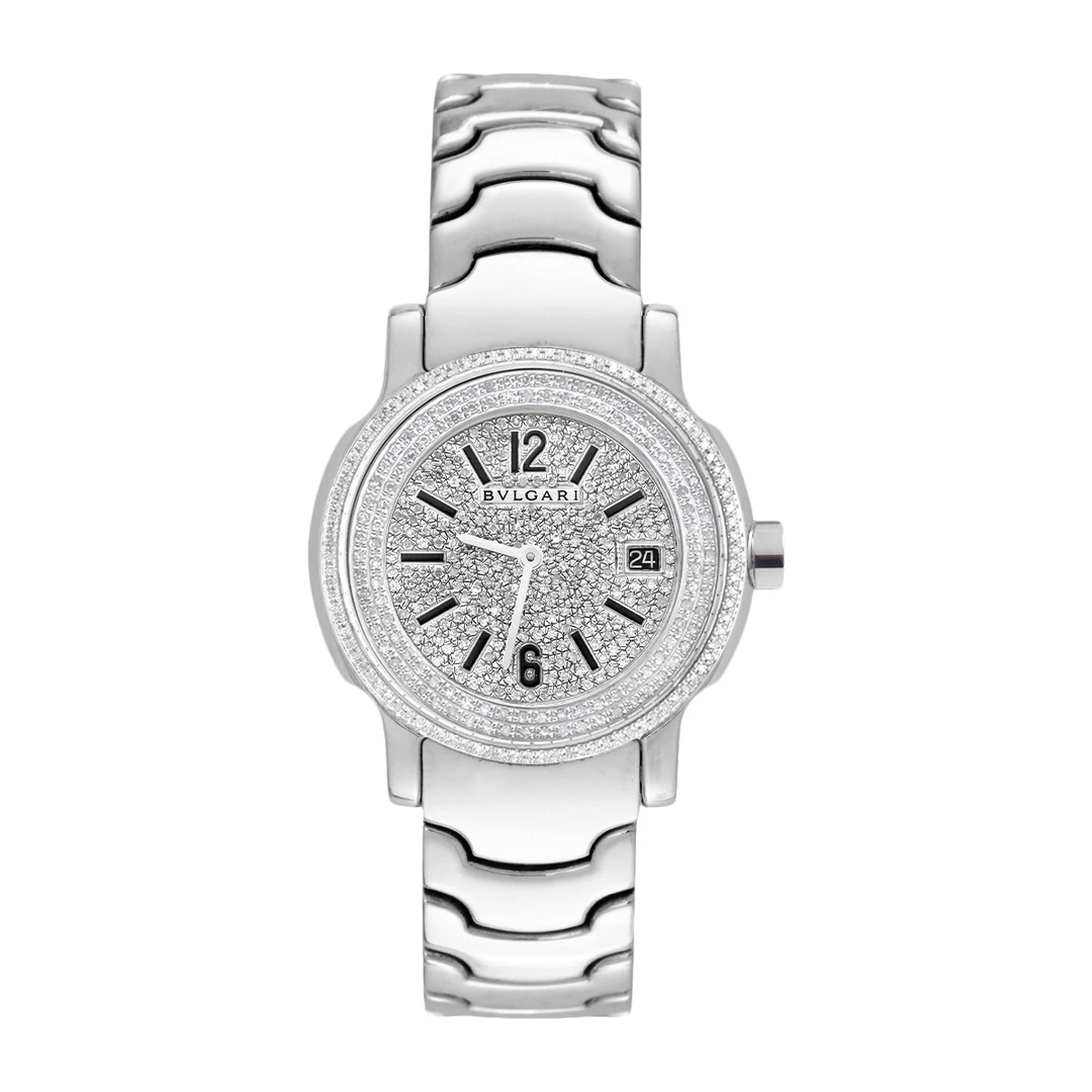 99新  BVLGARI/宝格丽 35mm精钢石英腕表/tm17593时尚百搭女士