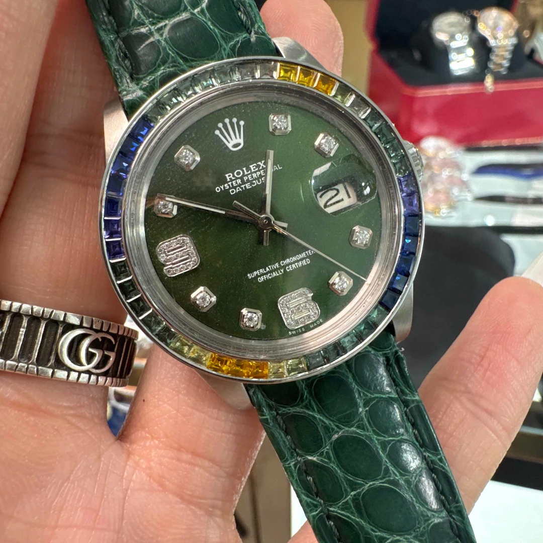 99新 Rolex/劳力士 蚝式恒动系列1500绿盘腕表/后钻/WHP027454