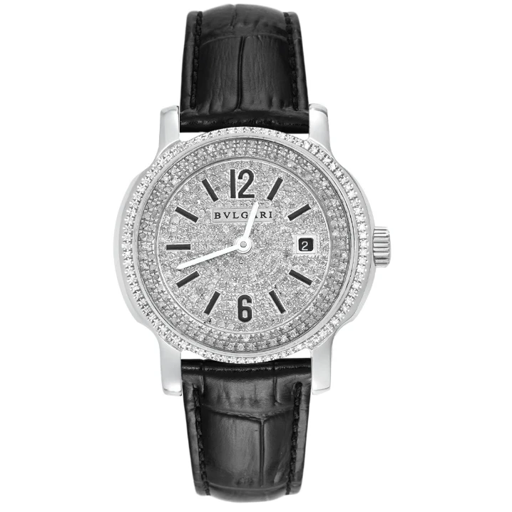 99新 BVLGARI/宝格丽 皮带29mm石英腕表/后钻满天星/WHT020409