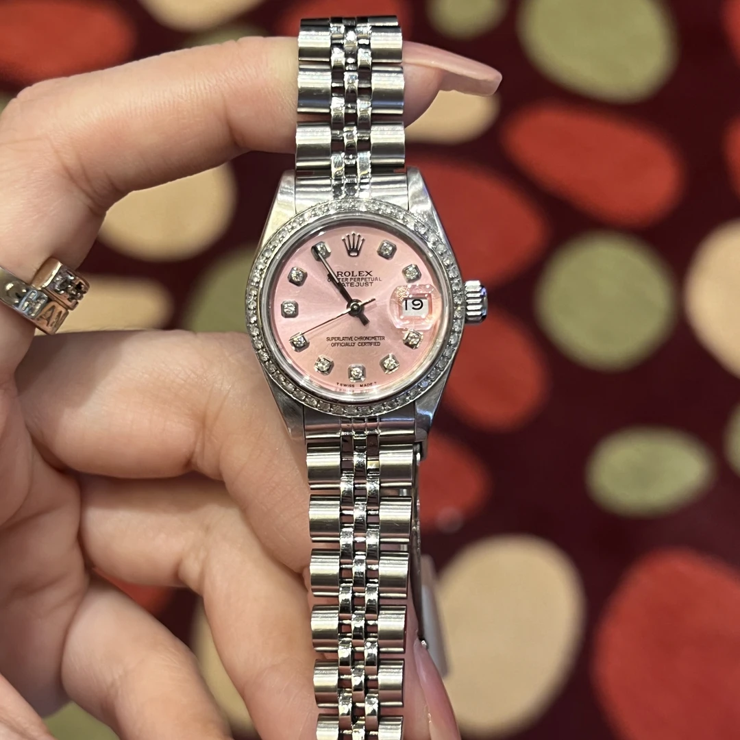 99新 Rolex/劳力士 表展/系列69174粉盘表/精钢/后镶钻/WHT014103