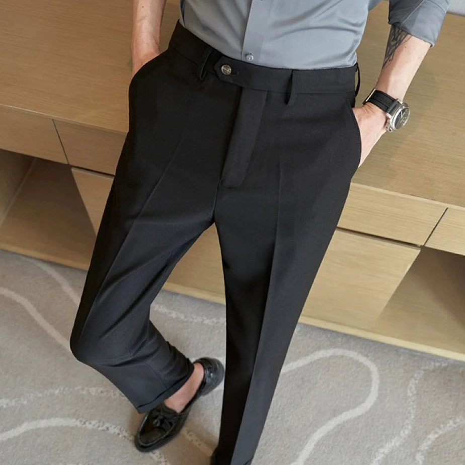 「程程的试衣间」新款定制面料珠光纹理质感男西裤小脚休闲显腿长裤