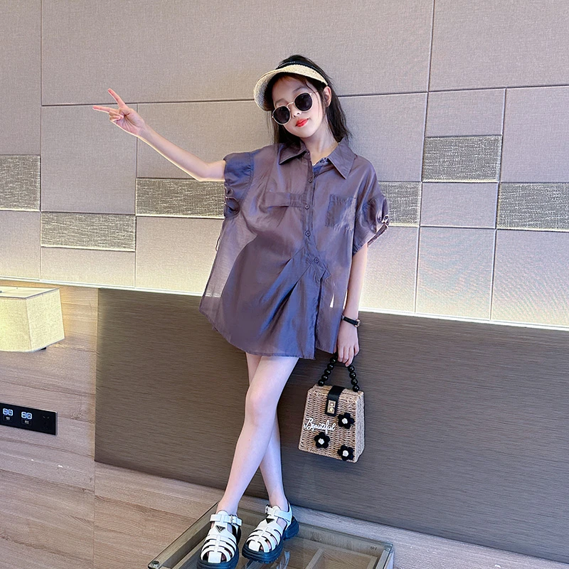 女童夏季套装设计感夏装薄款时尚中大童短袖休闲百搭短裤两件套潮