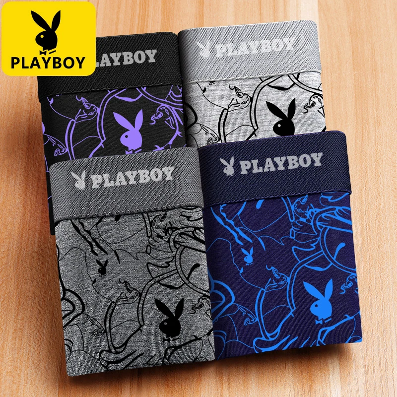 花花公子夏季纯棉男士内裤柔软舒适中腰运动男生四角短裤衩