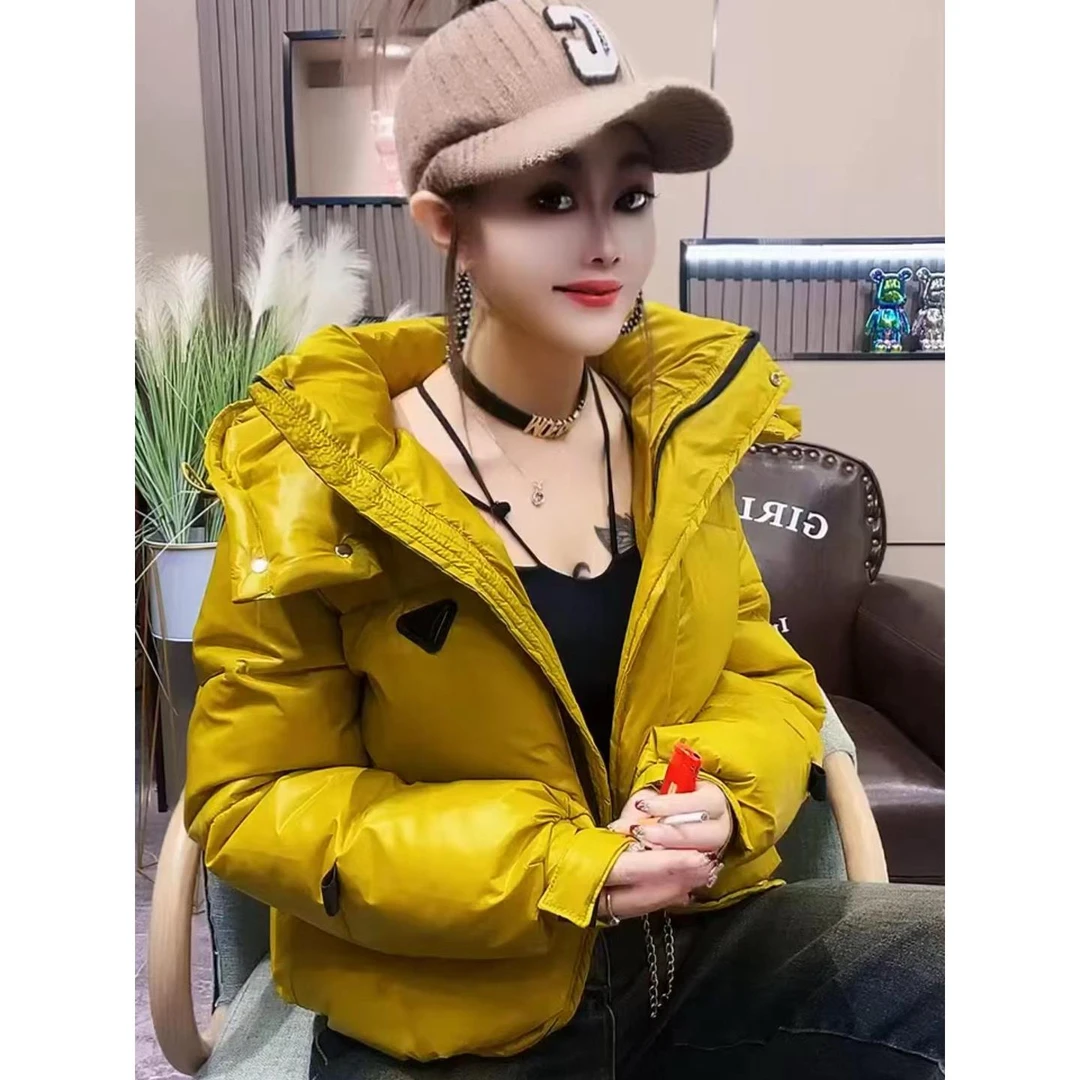 洋气棉服女新款长袖连帽纯色双兜拉链小众时尚百搭宽松棉衣