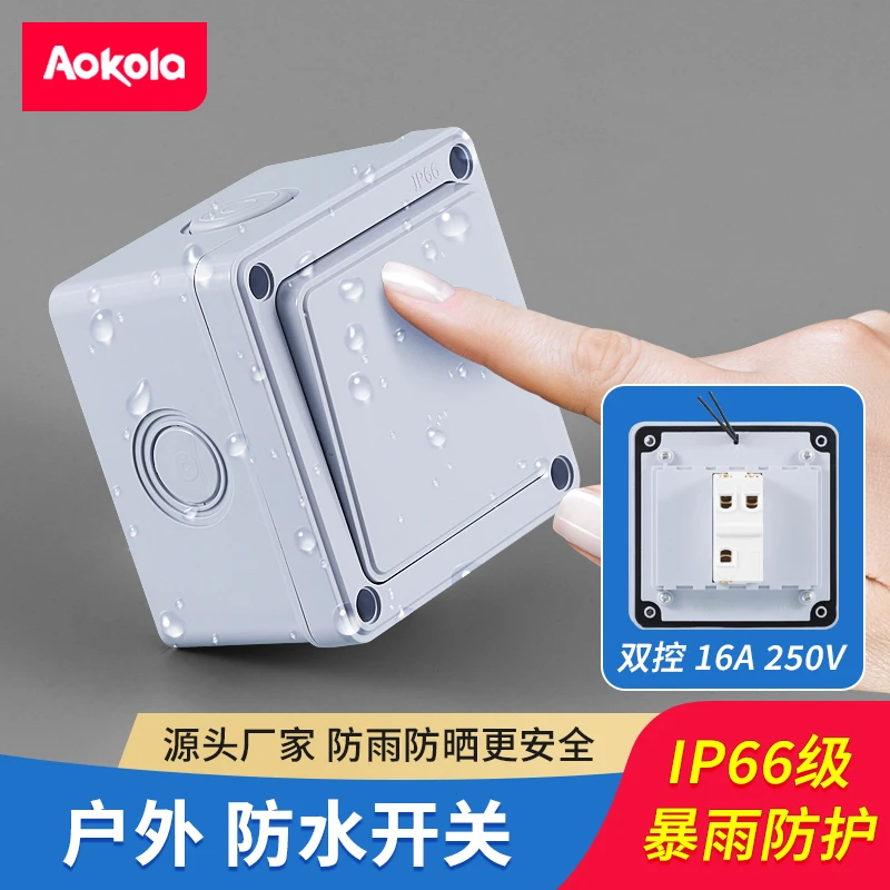 户外防水开关室外室内明装工业防水开关一开单开双开防雨电源按钮