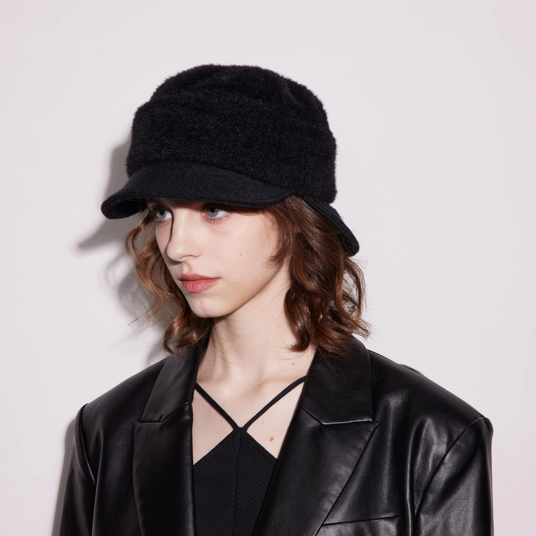 black imagine6 解构设计前后可戴方圆帽檐设计报童帽保暖
