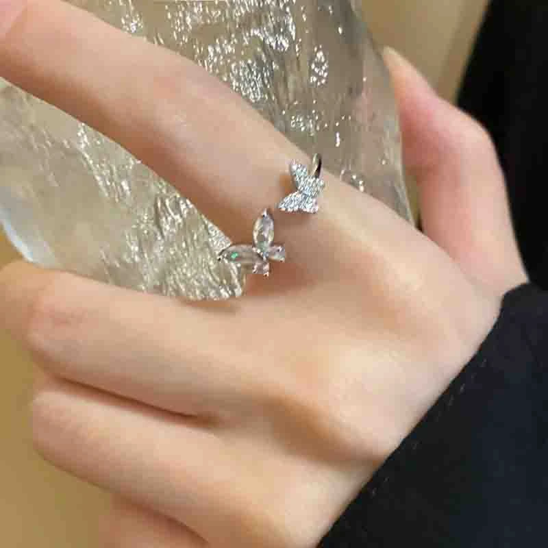 铜合金戒指 高级感蝴蝶开戒指女轻奢小众设计感时尚简约戒指J669