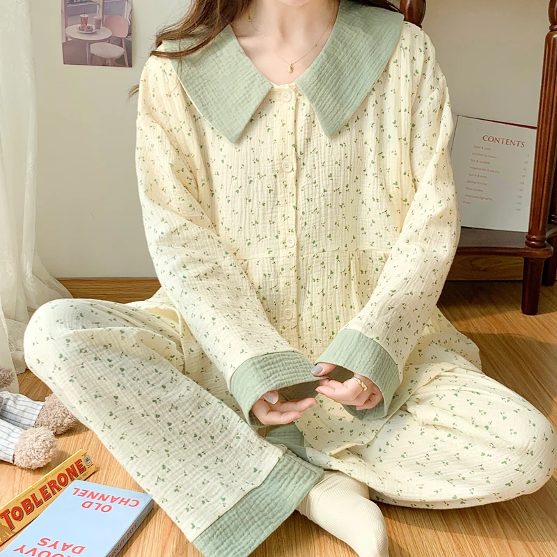 纯棉纱布月子服春夏季薄款哺乳孕妇睡衣怀孕期喂奶产妇吸汗家居服