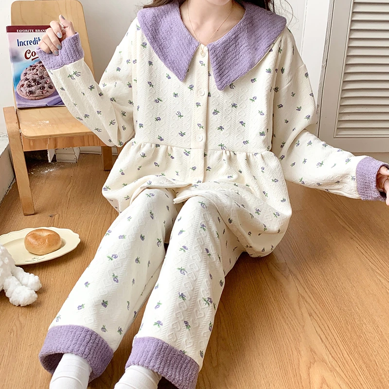 秋冬季空气棉月子服10-12月份产后坐月哺乳喂奶孕妇睡衣春秋家居