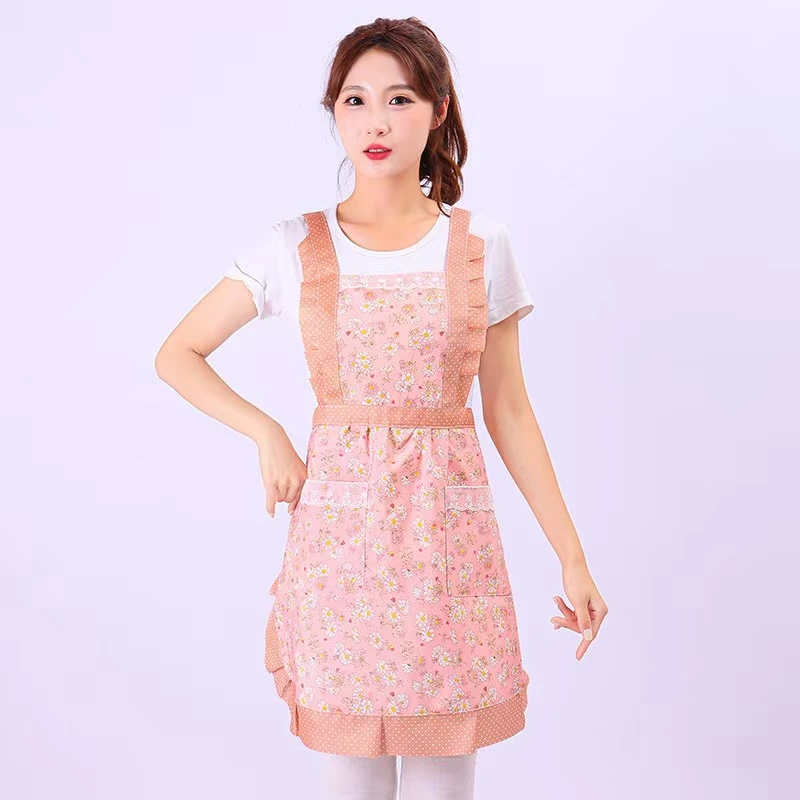【青山精选】7432粉色碎花背带围裙