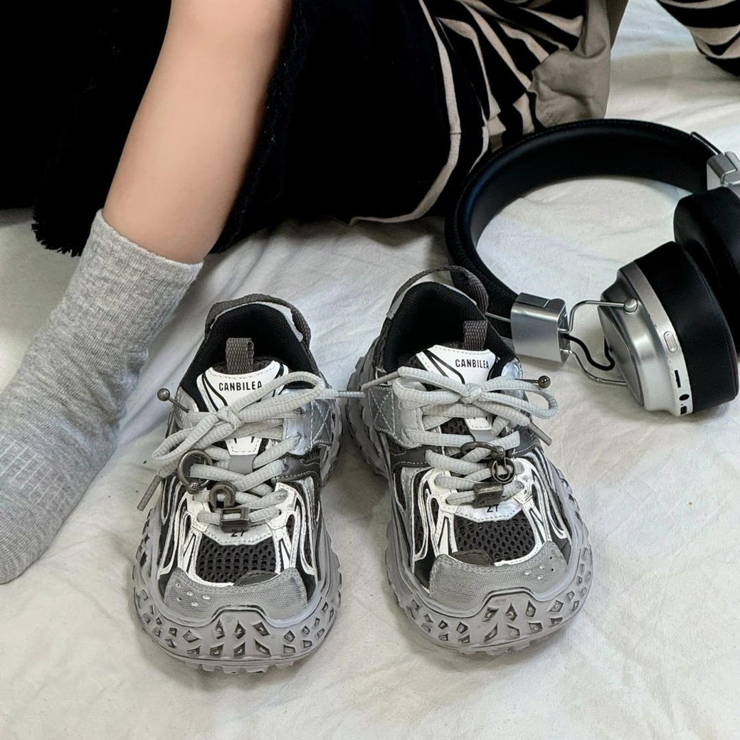 男童老爹鞋做旧防滑轮胎鞋2025春秋新款儿童运动鞋女童榴莲休闲鞋