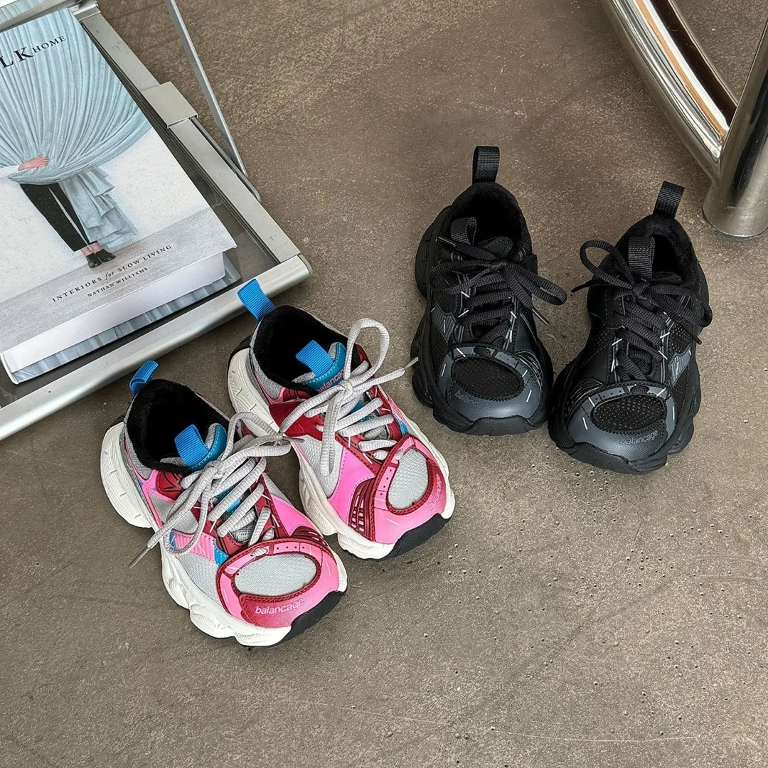 巴黎订书机儿童运动鞋加绒2025秋冬新款男童老爹鞋女童鞋子二棉鞋