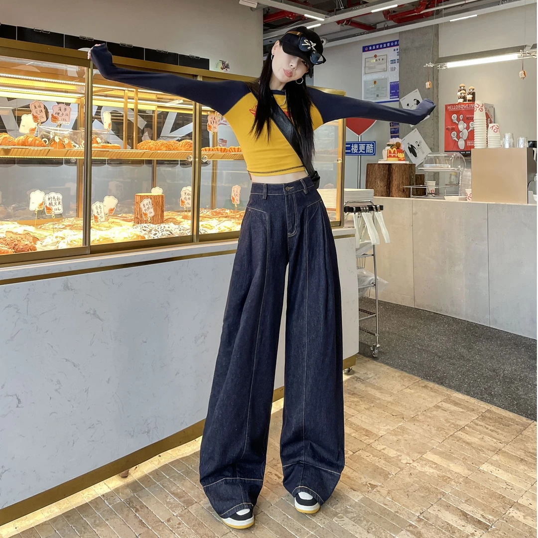 ZENGZHI/增致牛仔JSY9305秋季新款复古时尚显瘦女款阔腿牛仔裤