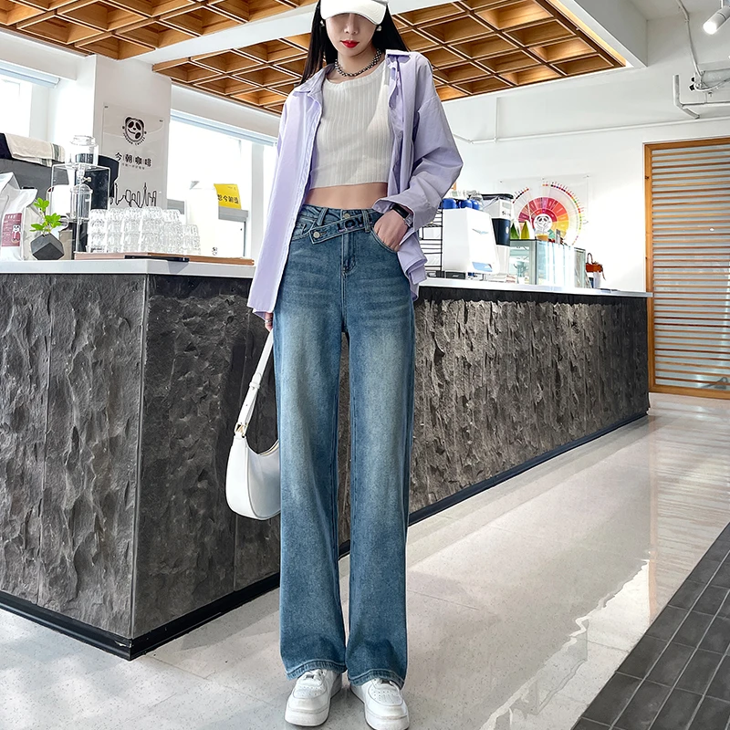 ZENGZHI/增致牛仔WDS9285早春新款时尚修身显瘦浅色直筒牛仔裤女