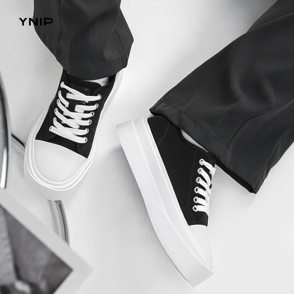 YNIP欧若风新款男鞋休闲板鞋潮鞋百搭鞋子厚底系带男鞋小众ins