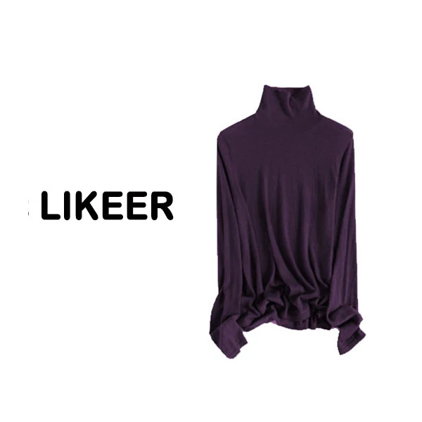 【天丝羊毛】百搭新款堆堆领长袖套头打底衫女秋冬B021