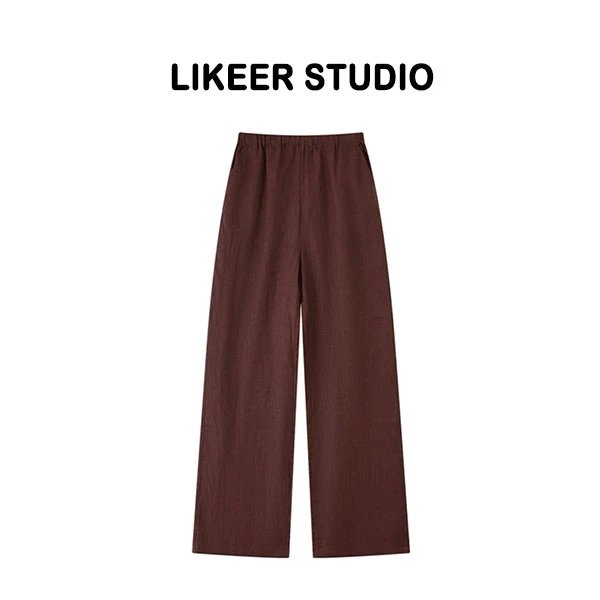 【云烟】亚麻宽松休闲裤女夏季百搭显瘦百搭高腰直筒长裤S906