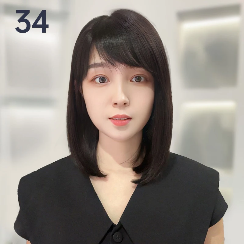 任意烫染时尚初恋锁骨发中分刘海全手工钩织真发全真人发时尚自然