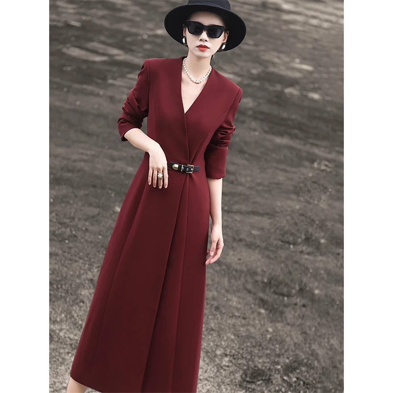 MEXCOCO/兰瑟儿秋季新款气质名媛优雅长袖西装连衣裙女A775CL2107