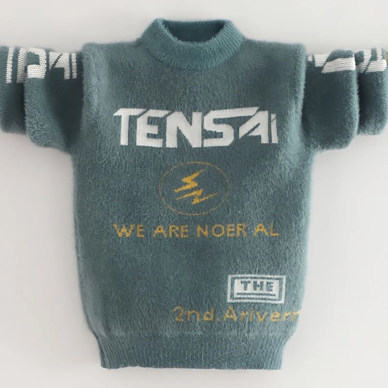 巴拉拉吧男童毛衣防水貂绒儿童洋气保暖打底衫中大童秋冬加厚男孩