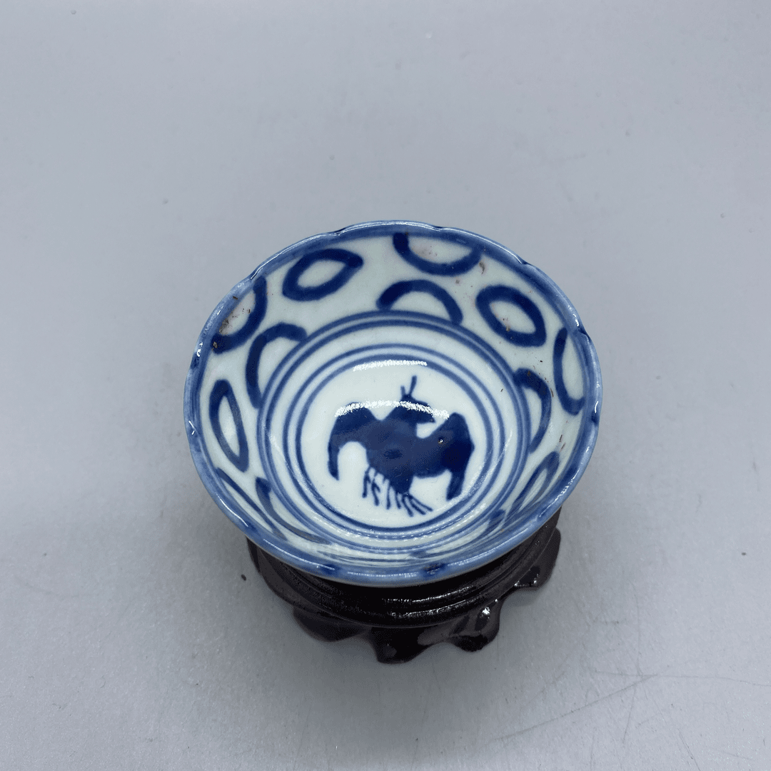 民国/青花山水若深杯/全品/C622044/美82分/朝阳文物