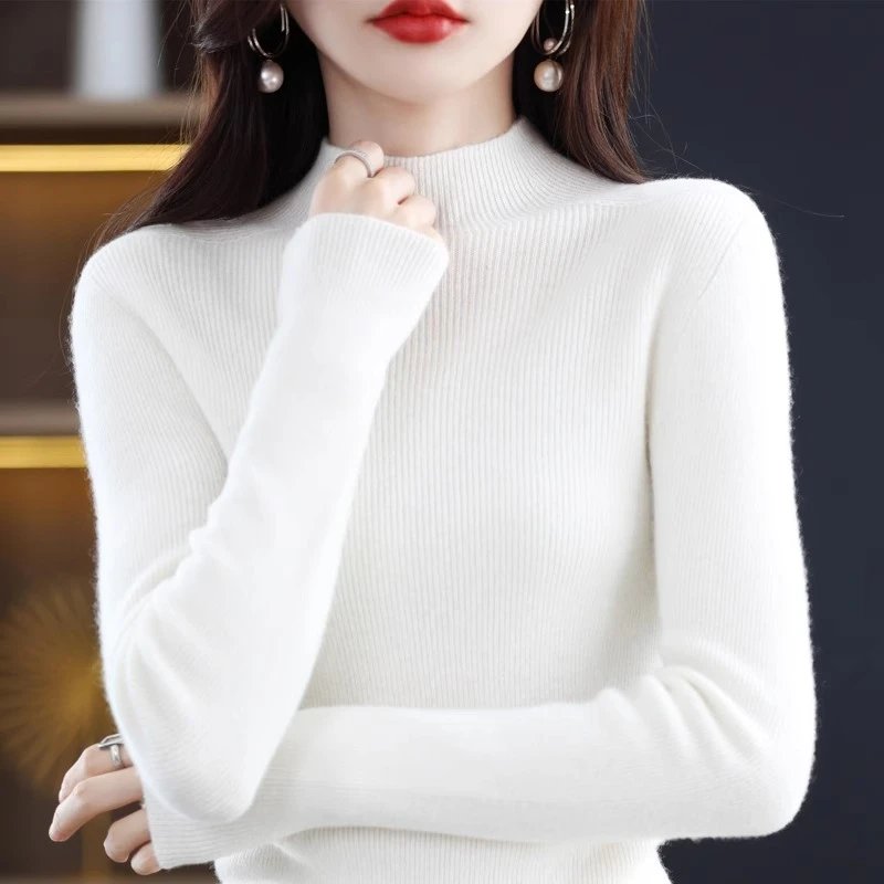 375款一线成衣纯羊毛衫女装秋冬加厚修身半高领针织打底衫女毛衣