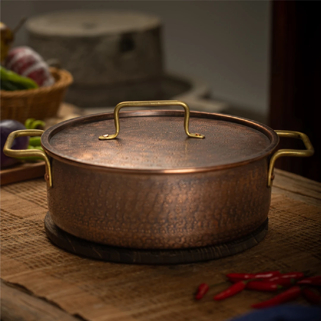 【春喜铜】云南纯手工锻打紫铜锤纹无涂层耐用处理加厚铜锅汤锅火锅